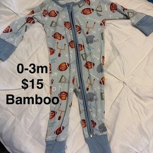 BAMBOO Kids One Piece - Light Blue with Sports Print